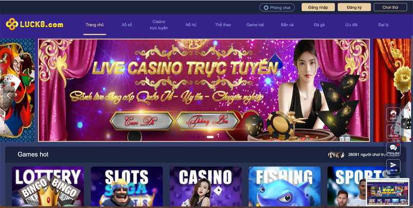 Nhà cái Luck8 là một trong những trang web cờ bạc trực tuyến rất phổ biến